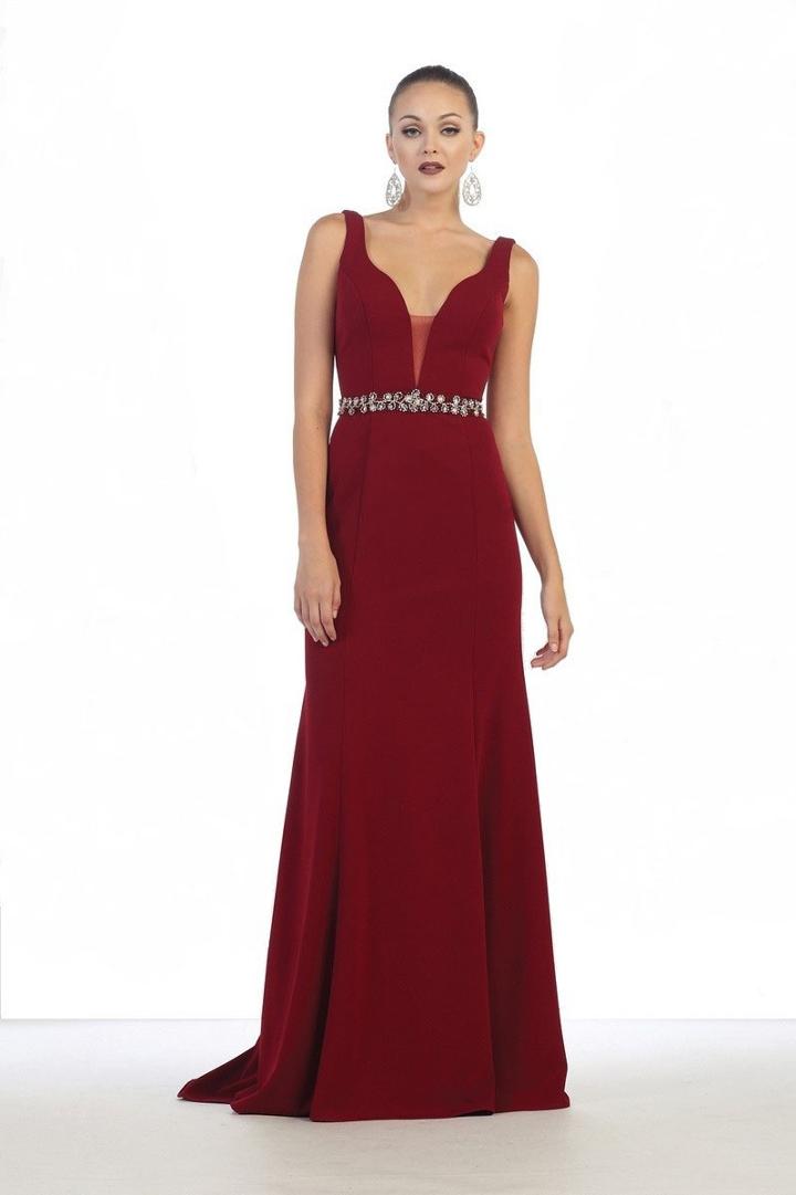 May Queen - Mq1415b Deep Sweetheart Bejeweled Evening Dress