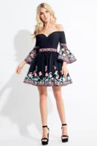 Rachel Allan Short - 4409 Off The Shoulder Embroidered Dress