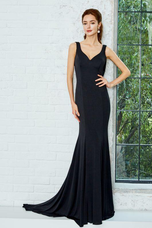 Angela And Alison - 771047 Cowl Back Detail Long Jersey Gown