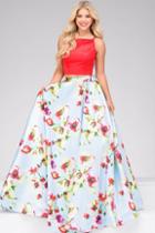 Jovani - Jvn49990 Two Piece Floral Printed Dress