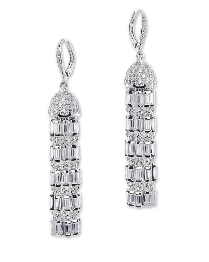 Cz By Kenneth Jay Lane - Fringed Drop Pierced Earring