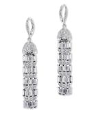 Cz By Kenneth Jay Lane - Fringed Drop Pierced Earring