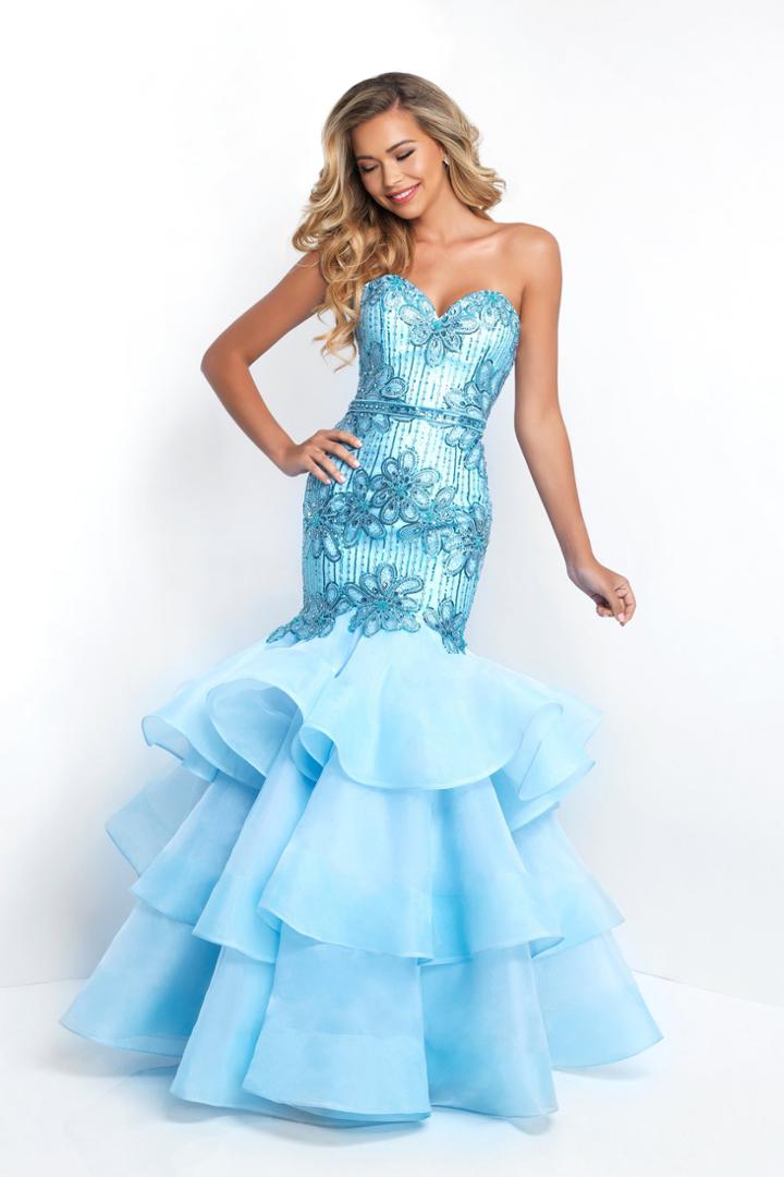 Blush - 11517 Strapless Ruffled Floral Mermaid Gown