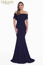 Terani Couture - 1821e7125 Tulip Sleeve Off Shoulder Mermaid Gown