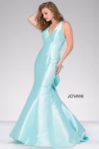 Jovani - V-neck Sleeveless Mermaid Prom Dress 40780