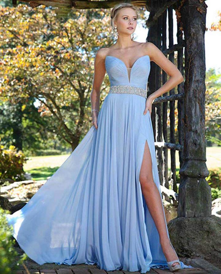 Jovani - 90823 Strapless Ruched Bodice Chiffon Gown