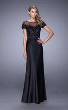 La Femme - 21662 Sheer Embellished Bateau Evening Gown