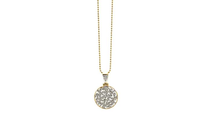 Tresor Collection - Siganture Diamond 15mm Logo Pendant In 18k Yellow Gold