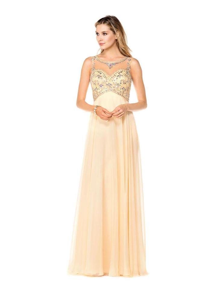 Glow By Colors - G207cs-1 Sleeveless Beaded Evening Gown