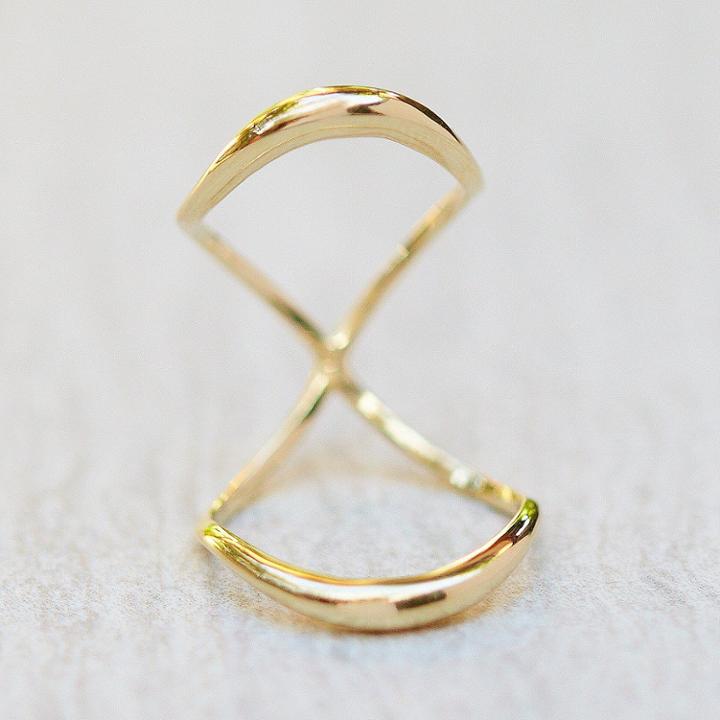 Logan Hollowell - Solid Gold Crescent Mirror Knuckle Ring