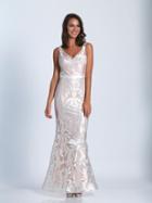 Dave & Johnny - 3527 Fitted V Neck Sheer Gown