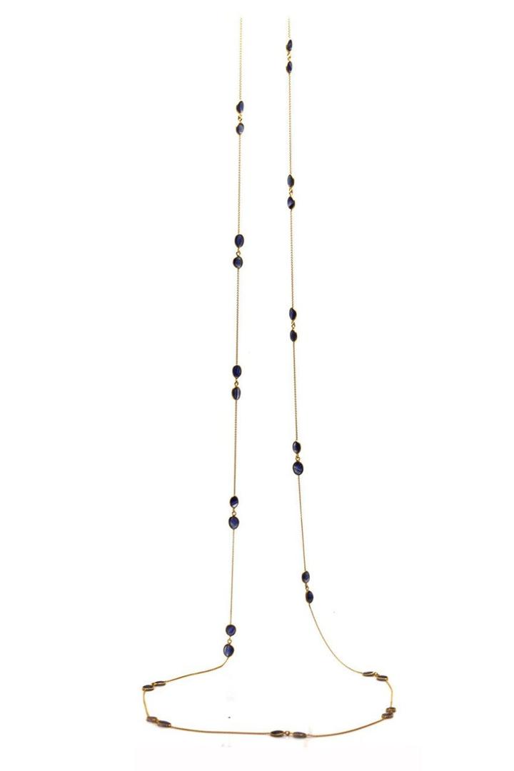 Tresor Collection - Blue Sapphire Smooth Long Necklace In 18k Yellow Gold 8829950417