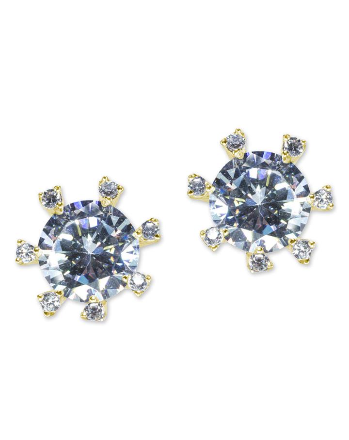 Cz By Kenneth Jay Lane - Gold Plated Art Deco Stud Earring