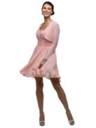 Dancing Queen - Flirty Ruched V-neck Chiffon Short A-line Dress 9496