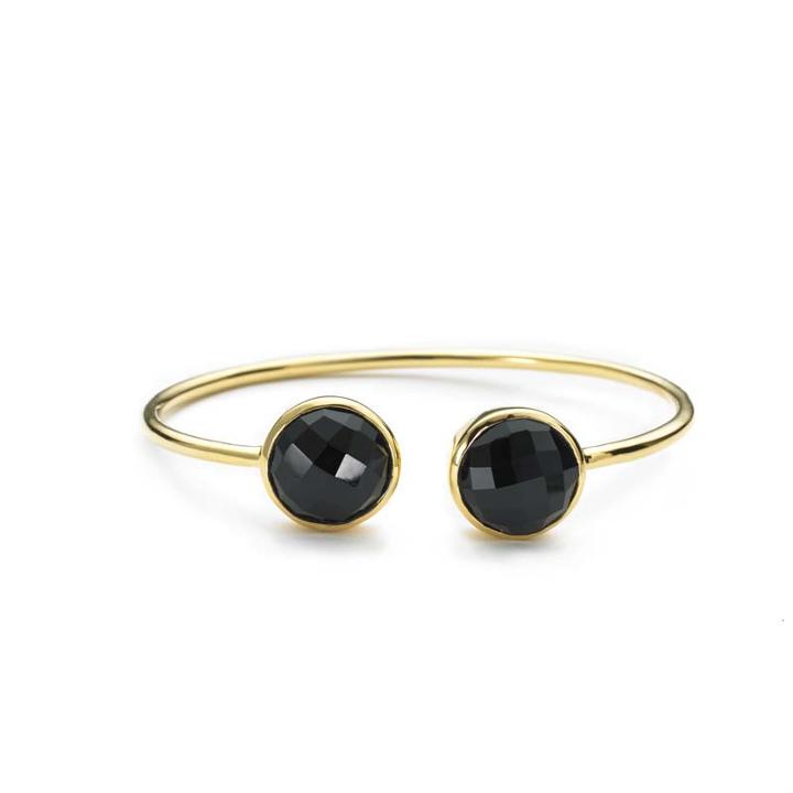 Margaret Elizabeth - Faceted 2 Stone Bangle Black Onyx