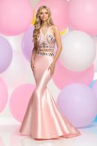 Zoey Grey - Two Piece Embellished Cropped Top Gown 30801