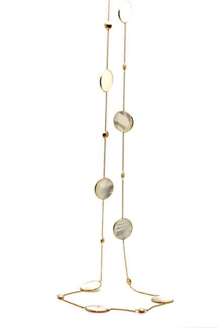 Tresor Collection - Pearl Flat Round Long Necklace In 18k Yg