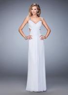 La Femme - 22304 Ruched V-neck Column Dress