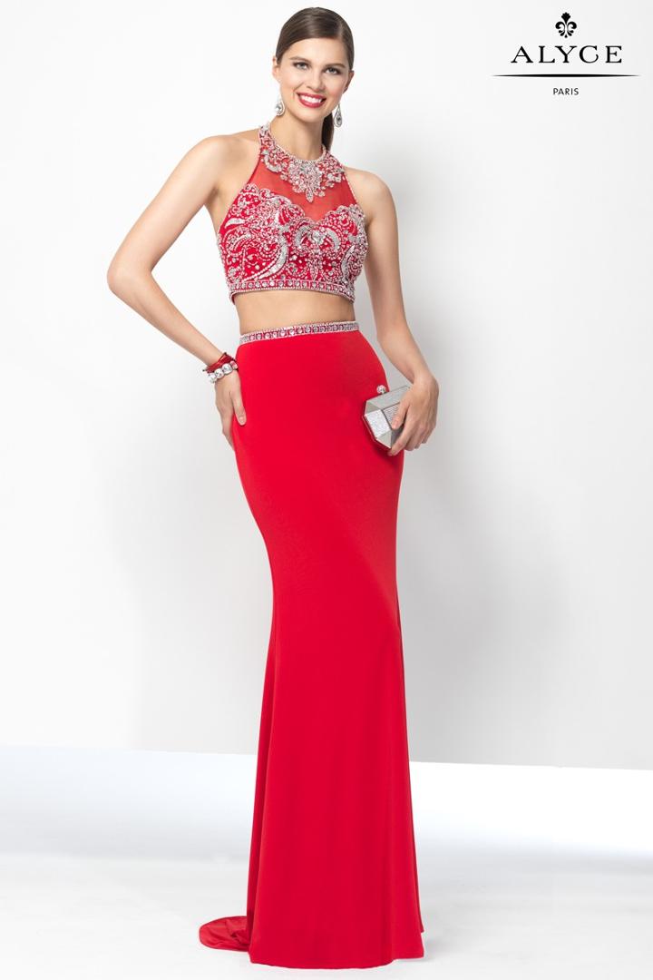 Alyce Paris - 6663 Two Piece Dress In Red Silver