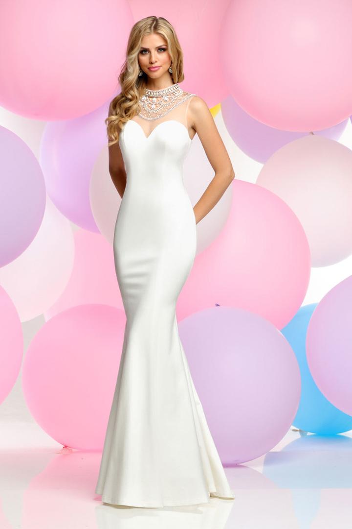 Zoey Grey - Jeweled Illusion High Neck Jersey Dress 31094