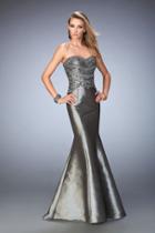 Gigi - 22721 Strapless Metallic Taffeta Mermaid Gown