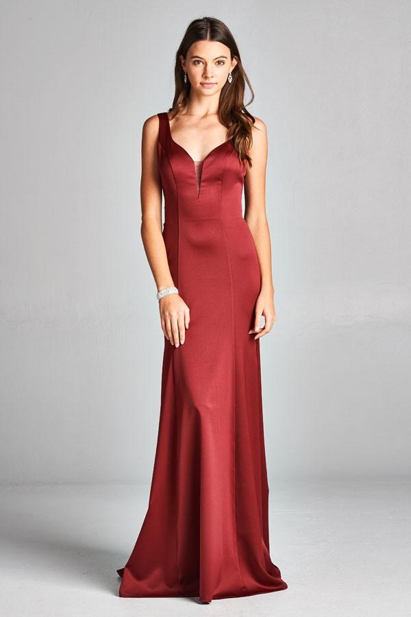Aspeed - D117 Sheer V-neck Sleeveless Long Formal Dress