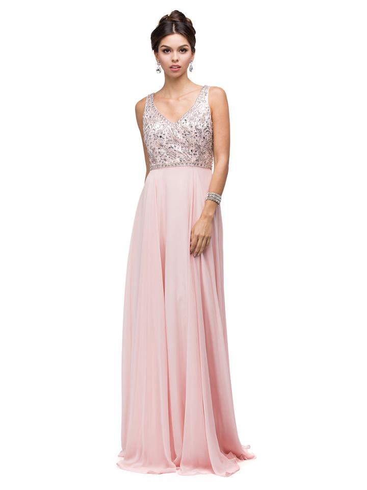 Dancing Queen - Superb Beaded V-neck Chiffon A-line Dress 9589