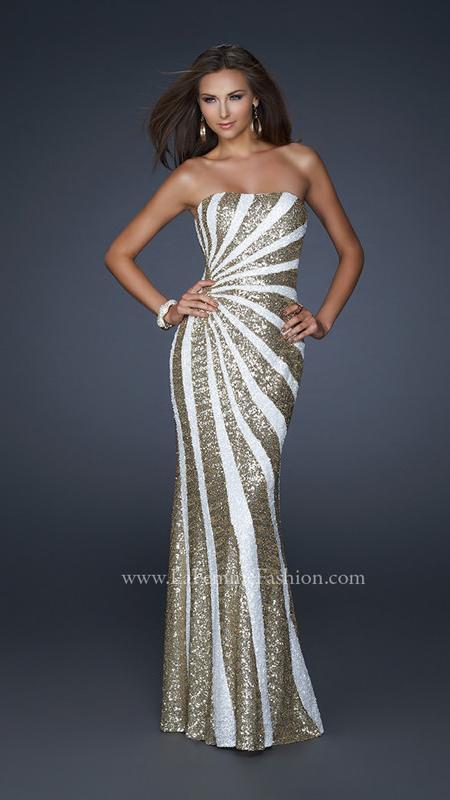 La Femme - Strapless Long Dress With Sequins 17456