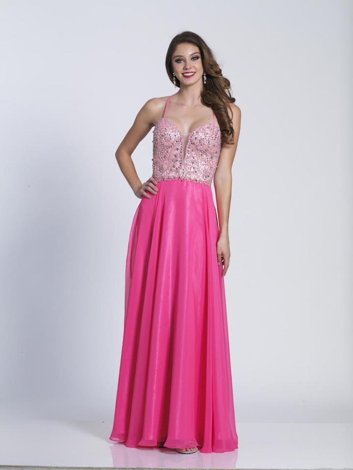 Dave & Johnny - 3265 Embellished Plunging Sweetheart A-line Dress