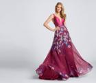 Ellie Wilde - Ew21705 V-neck Floral Print Dress