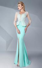 Mnm Couture - Embellished Illusion Mermaid Gown G0573