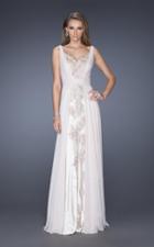 La Femme - 19181 Lace Appliqued Panel Gown