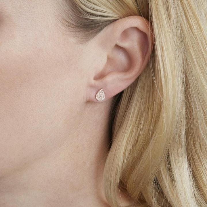Margaret Elizabeth - Diamond Pavã£â© Rose Gold Pear Earrings