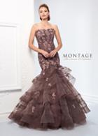 Ivonne D For Mon Cheri - 218d21 Sequined Metallic Lace Tulle Dress