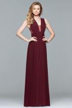 Faviana - S10095 Ruched And Sheer Detail Evening Gown