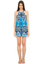 Caffe Swimwear - Tie String Short Romper In Blue