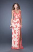 La Femme - 20146 Scalloped Lace Cutout Gown