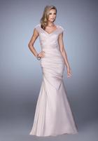 La Femme - 21664 Ruched Off-shoulder/v-neck Mermaid Dress