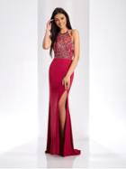 Clarisse - 3513 Beaded Halter Sheath Dress