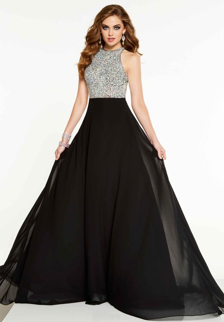 Panoply - 14873 Bejeweled High Jewel Chiffon A-line Gown