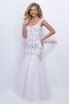 Blush - Lace Embroidered Sweetheart Tulle Trumpet Gown 11346