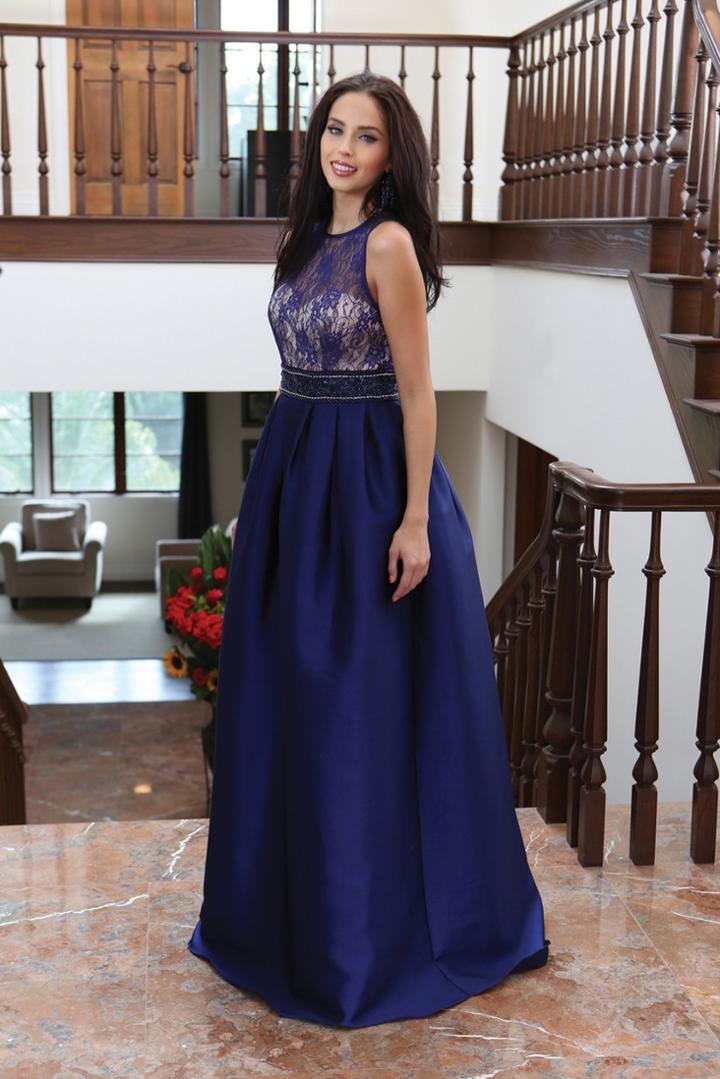 May Queen - Sleeveless Lace Applique Taffeta Ball Gown Rq7353