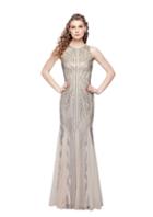 Primavera Couture - 1271 Geo-outlined Sleeveless Sheath Gown