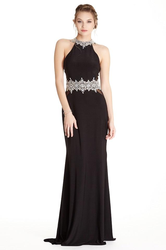 Aspeed - L1770 Bedazzled Halter Neck Sheath Prom Dress