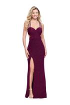 La Femme - 25258 Plunging Strappy Back Glitter Jersey Gown
