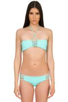 Caffe Swimwear - Criss Cross Top/loop String Bottom In Mint