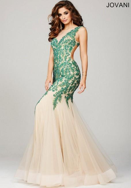 Jovani - Pretty Beaded Trumpet Prom Dress 36508