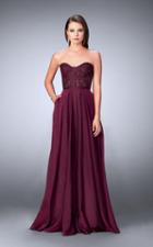 La Femme - 24318 Strapless Sweetheart Lace Bodice Prom Dress