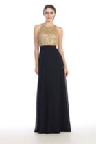 Eureka Fashion - Sleeveless Metallic Sequined Chiffon A-line Gown