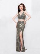 Primavera Couture - 3043 Shimmering Two-piece Embellished Evening Gown